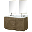 Lexora Abbey 60 in W x 22 in D Double Bath Vanity, Carrara Marble Top, Faucet Set, and 28 in Mirrors