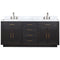 Lexora Abbey 72 in W x 22 in D Black Oak Double Bath Vanity, Carrara Marble Top, and Faucet Set