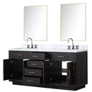 Lexora Abbey 72 in W x 22 in D Double Bath Vanity, Carrara Marble Top, Faucet Set, and 34 in Mirrors