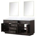 Lexora Abbey 72 in W x 22 in D Double Bath Vanity, Carrara Marble Top, and 34 in Mirrors