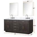 Lexora Abbey 72 in W x 22 in D Double Bath Vanity, Carrara Marble Top, and 34 in Mirrors