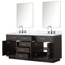 Lexora Abbey 72 in W x 22 in D Double Bath Vanity, Carrara Marble Top, Faucet Set, and 34 in Mirrors