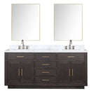 Lexora Abbey 72 in W x 22 in D Double Bath Vanity, Carrara Marble Top, Faucet Set, and 34 in Mirrors