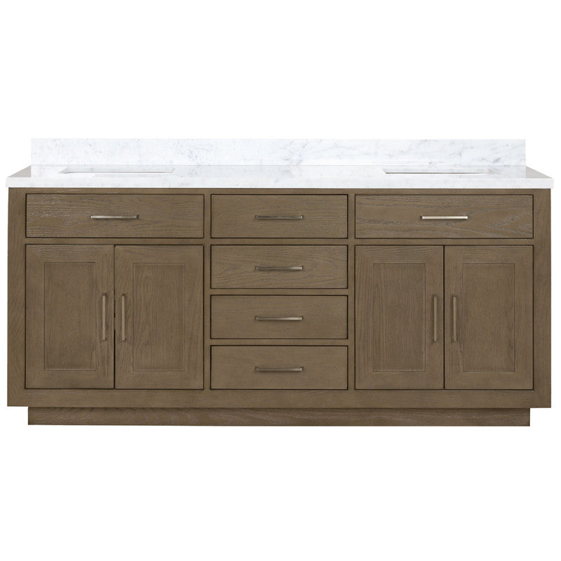 Lexora Abbey 72 in W x 22 in D Black Oak Double Bath Vanity and Carrara Marble Top