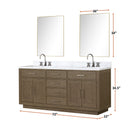 Lexora Abbey 72 in W x 22 in D Double Bath Vanity, Carrara Marble Top, and 34 in Mirrors