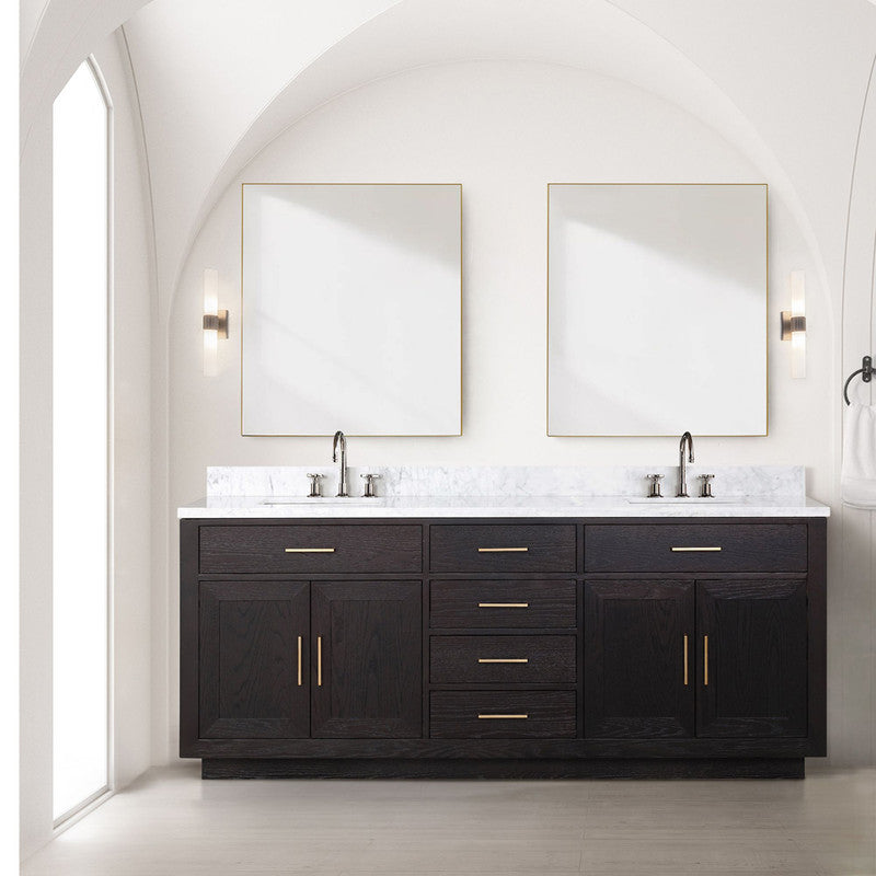 Lexora Abbey 80 in W x 22 in D Double Bath Vanity and Carrara Marble Top