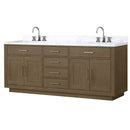 Lexora Abbey 80 in W x 22 in D Double Bath Vanity, Carrara Marble Top, and Faucet Set