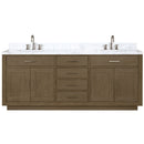 Lexora Abbey 80 in W x 22 in D Double Bath Vanity, Carrara Marble Top, and Faucet Set