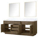 Lexora Abbey 80 in W x 22 in D Double Bath Vanity, Carrara Marble Top, and 36 in Mirrors