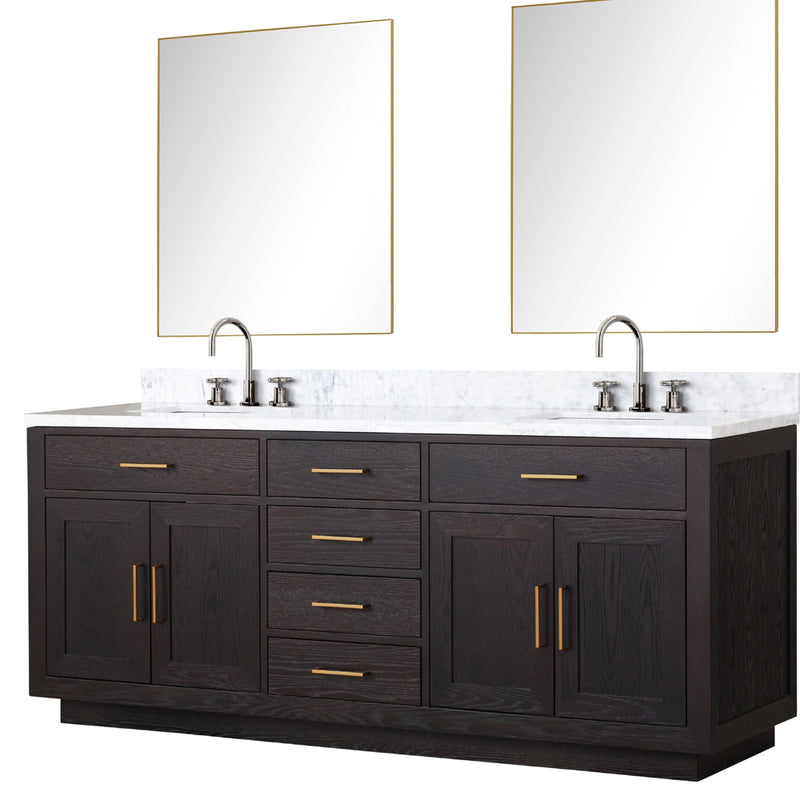 Lexora Abbey 80" W x 22" D Double Bath Vanity Carrara Marble Top with Faucet Set and 36"Mirrors