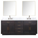 Lexora Abbey 80" W x 22" D Double Bath Vanity Carrara Marble Top with Faucet Set and 36"Mirrors