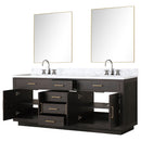 Lexora Abbey 80" W x 22" D Double Bath Vanity Carrara Marble Top with Faucet Set and 36"Mirrors