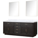 Lexora Abbey 84" W x 22" D Double Bath Vanity Carrara Marble Top and 36" Mirrors