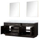 Lexora Abbey 84" W x 22" D Double Bath Vanity Carrara Marble Top and 36" Mirrors