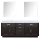 Lexora Abbey 84" W x 22" D Double Bath Vanity Carrara Marble Top and 36" Mirrors