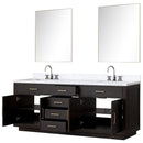 Lexora Abbey 84" W x 22" D Double Bath Vanity Carrara Marble Top with Faucet Set and 36" Mirrors