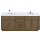 Lexora Abbey 84" W x 22" D Double Bath Vanity Carrara Marble Top with Faucet Set