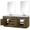 Lexora Abbey 84" W x 22" D Double Bath Vanity Carrara Marble Top with Faucet Set and 36" Mirrors