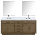 Lexora Abbey 84" W x 22" D Double Bath Vanity Carrara Marble Top with Faucet Set and 36" Mirrors