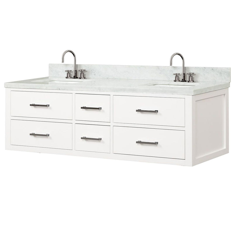 Lexora Castor 60" W x 22" D Double Bath Vanity Carrara Marble Top With Faucet Set