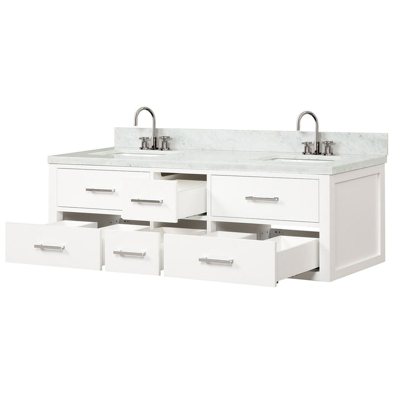 Lexora Castor 60" W x 22" D Double Bath Vanity Carrara Marble Top With Faucet Set