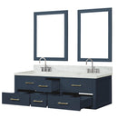 Lexora Castor 60" W x 22" D Double Bath Vanity Carrara Marble Top with Faucet Set and 28" Mirrors