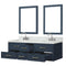 Lexora Castor 60" W x 22" D Double Bath Vanity Carrara Marble Top with Faucet Set and 28" Mirrors