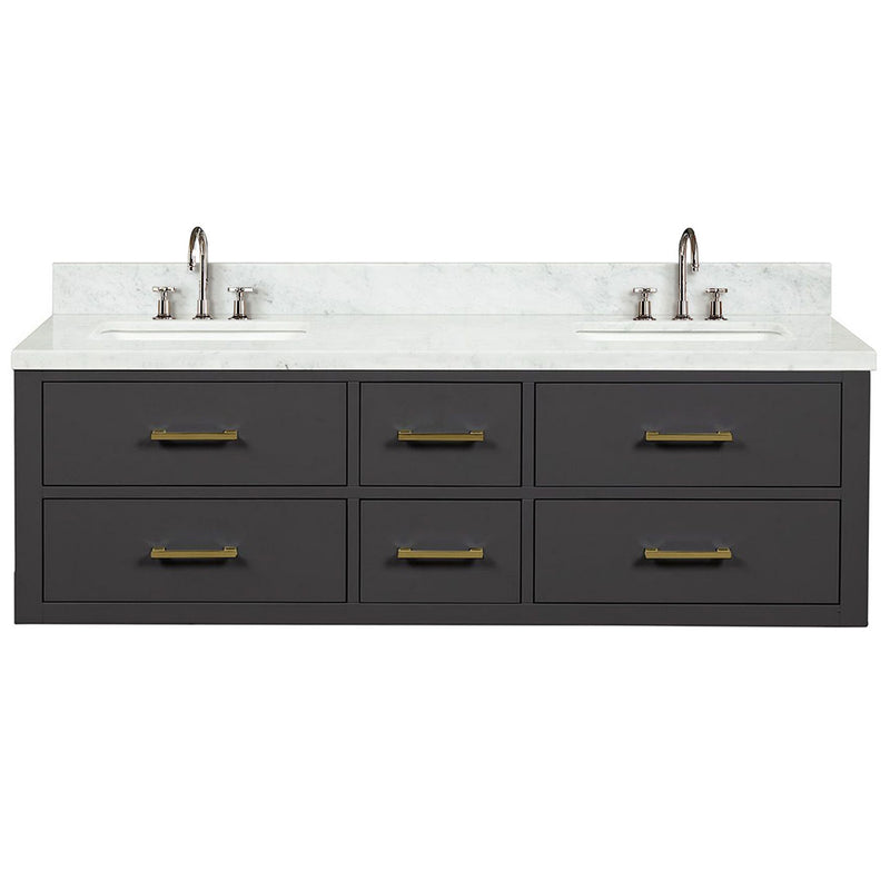 Lexora Castor 60" W x 22" D Double Bath Vanity Carrara Marble Top With Faucet Set