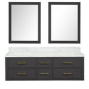 Lexora Castor 60" W x 22" D Double Bath Vanity Carrara Marble Top and 28" Mirrors