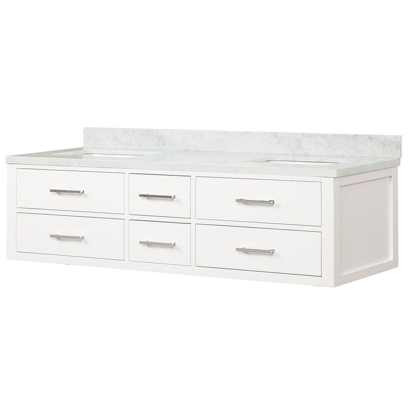 Lexora Castor 72" W x 22" D White Double Bath Vanity and Carrara Marble Top