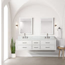 Lexora Castor 72" W x 22" D Black Double Bath Vanity Carrara Marble Top and 34" Mirrors