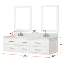 Lexora Castor 72" W x 22" D Black Double Bath Vanity Carrara Marble Top with Faucet Set and 34" Mirrors