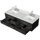 Lexora Castor 72" W x 22" D Black Double Bath Vanity Carrara Marble Top with Faucet Set