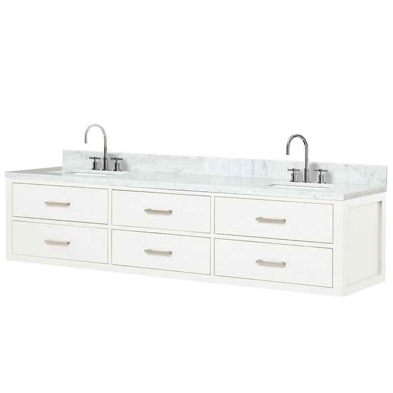 Lexora Castor 80" W x 22" D Black Double Bath Vanity Carrara Marble Top with Faucet Set