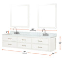 Lexora Castor 80" W x 22" D Black Double Bath Vanity Carrara Marble Top and 36" Mirrors