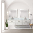 Lexora Castor 80" W x 22" D Black Double Bath Vanity Carrara Marble Top and 36" Mirrors