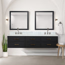 Lexora Castor 80" W x 22" D Black Double Bath Vanity and Carrara Marble Top