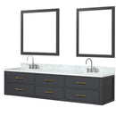 Lexora Castor 80" W x 22" D Black Double Bath Vanity Carrara Marble Top with Faucet Set and 36" Mirrors