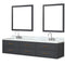 Lexora Castor 80" W x 22" D Black Double Bath Vanity Carrara Marble Top with Faucet Set and 36" Mirrors