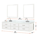 Lexora Castor 84" W x 22" D Black Double Bath Vanity Carrara Marble Top with Faucet Set