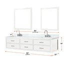 Lexora Castor 84" W x 22" D Black Double Bath Vanity Carrara Marble Top with Faucet Set and 36" Mirrors