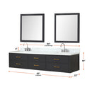 Lexora Castor 84" W x 22" D Black Double Bath Vanity and Carrara Marble Top