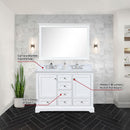 Lexora Dukes 48" W x 22" D White Double Bath Vanity Carrara Marble Top with Faucet Set