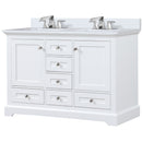 Lexora Dukes 48" W x 22" D White Bath Vanity Cultured Marble Top with Faucet Set