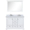 Lexora Dukes 48" W x 22" D White Bath Vanity Cultured Marble Top with Faucet Set and 46" Mirror