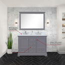 Lexora Dukes 48" W x 22" D Dark Grey Bath Vanity Quartz Top with Faucet Set