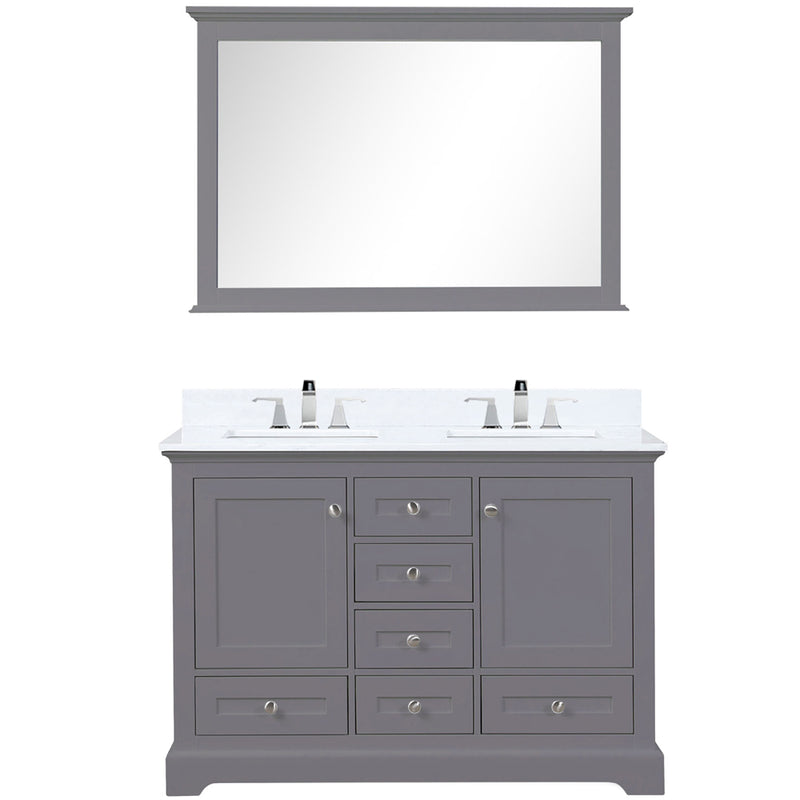 Lexora Dukes 48" W x 22" D Dark Grey Bath Vanity Quartz Top with Faucet Set