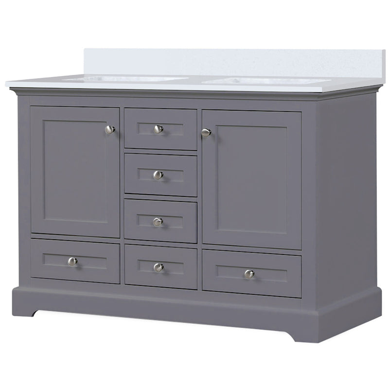 Lexora Dukes 48" W x 22" D Dark Grey Bath Vanity and Cultured Marble Top