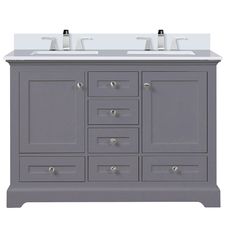 Lexora Dukes 48" W x 22" D Dark Grey Bath Vanity Cultured Marble Top with Faucet Set