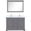 Lexora Dukes 48" W x 22" D Dark Grey Bath Vanity Cultured Marble Top with Faucet Set and 46" Mirror